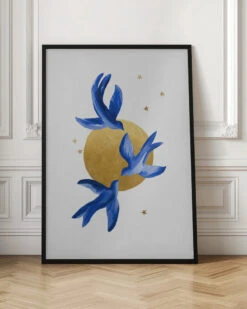 Blue Birds - Stretched Canvas, Poster Or Fine Art Print(Blue Birds Stretched Canvas Poster Or Fine Art Print) -Heart Wall Art Store pictufy interior floor ratio 2x3 2593679