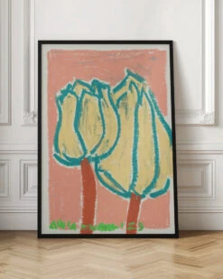 Pink Tulips Peach - Stretched Canvas, Poster Or Fine Art Print(Pink Tulips Peach Stretched Canvas Poster Or Fine Art Print) -Heart Wall Art Store pictufy interior floor ratio 2x3 2619821