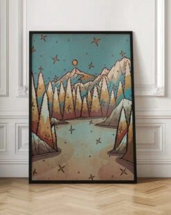 Winter Of Gold And Blue - Stretched Canvas, Poster Or Fine Art Print(Winter Of Gold And Blue Stretched Canvas Poster Or Fine Art Print) -Heart Wall Art Store pictufy interior floor ratio 2x3 2745484