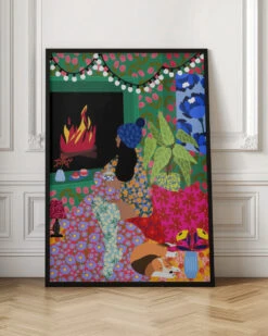 Rafaela Mascaro's Print Number 104 Relaxing In Front Of My Fireplace - Stretched Canvas, Poster Or Fine Art Print(9933x14043 Din 104 Relaxing In Front Of My Fireplace Stretched Canvas Poster Or Fine Art Print) -Heart Wall Art Store pictufy interior floor ratio 2x3 2771918