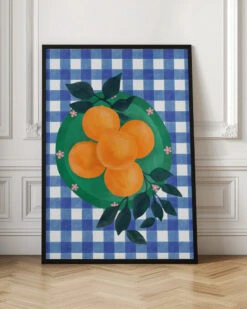 Checkered Citrus Charm - Stretched Canvas, Poster Or Fine Art Print(Checkered Citrus Charm Stretched Canvas Poster Or Fine Art Print) -Heart Wall Art Store pictufy interior floor ratio 2x3 2787945
