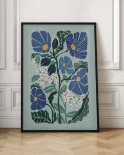 Klimt Flowers Light Blue - Stretched Canvas, Poster Or Fine Art Print(Klimt Flowers Light Blue Stretched Canvas Poster Or Fine Art Print) -Heart Wall Art Store pictufy interior floor ratio 2x3 2860384