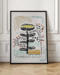 Block Print Bold Flower - Stretched Canvas, Poster Or Fine Art Print(Block Print Bold Flower Stretched Canvas Poster Or Fine Art Print) -Heart Wall Art Store pictufy interior floor ratio 2x3 2872764