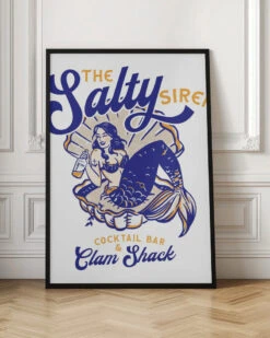 Salty Siren Cocktail Bar & Clam Shack Mermaid - Stretched Canvas, Poster Or Fine Art Print(Salty Siren Cocktail Bar Amp Clam Shack Mermaid Stretched Canvas Poster Or Fine Art Print) -Heart Wall Art Store pictufy interior floor ratio 2x3 2884785