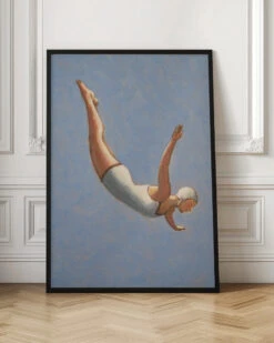 Blue Grey Diver - Stretched Canvas, Poster Or Fine Art Print(Blue Grey Diver Stretched Canvas Poster Or Fine Art Print) -Heart Wall Art Store pictufy interior floor ratio 2x3 2912033