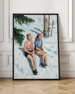 Two Skiers Sunbathing - Stretched Canvas, Poster Or Fine Art Print(Two Skiers Sunbathing Stretched Canvas Poster Or Fine Art Print) -Heart Wall Art Store pictufy interior floor ratio 2x3 2912042