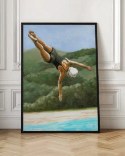 Diver Above River - Stretched Canvas, Poster Or Fine Art Print(Diver Above River Stretched Canvas Poster Or Fine Art Print) -Heart Wall Art Store pictufy interior floor ratio 2x3 2912052