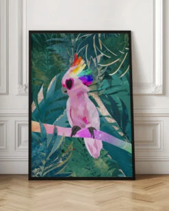 Jungle Rainbow Cockatoo - Stretched Canvas, Poster Or Fine Art Print(Jungle Rainbow Cockatoo Stretched Canvas Poster Or Fine Art Print) -Heart Wall Art Store pictufy interior floor ratio 2x3 2953383