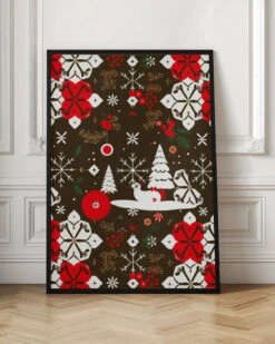 Snowy Festivities Pattern - Stretched Canvas, Poster Or Fine Art Print(Snowy Festivities Pattern Stretched Canvas Poster Or Fine Art Print) -Heart Wall Art Store pictufy interior floor ratio 2x3 2980788