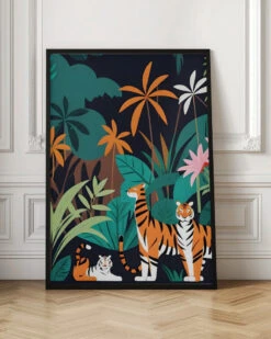 Tropical Tiger Trio - Stretched Canvas, Poster Or Fine Art Print(Tropical Tiger Trio Stretched Canvas Poster Or Fine Art Print) -Heart Wall Art Store pictufy interior floor ratio 2x3 2998646