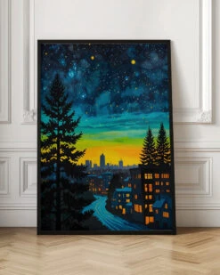 Urban Twilight Glow - Stretched Canvas, Poster Or Fine Art Print(Urban Twilight Glow Stretched Canvas Poster Or Fine Art Print) -Heart Wall Art Store pictufy interior floor ratio 2x3 3089093