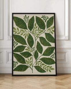 Striped Leaves Branch - Stretched Canvas, Poster Or Fine Art Print(Striped Leaves Branch Stretched Canvas Poster Or Fine Art Print 1) -Heart Wall Art Store pictufy interior floor ratio 2x3 3165020