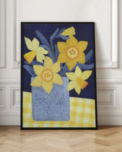 Daffodils With Yellow Gingham - Stretched Canvas, Poster Or Fine Art Print(Daffodils With Yellow Gingham Stretched Canvas Poster Or Fine Art Print) -Heart Wall Art Store pictufy interior floor ratio 2x3 3167128