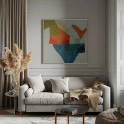Shapes&lines5 Kopie - Square Stretched Canvas, Poster Or Fine Art Print(Shapes Lines5 Kopie Square Stretched Canvas Poster Or Fine Art Print) -Heart Wall Art Store pictufy interior gray sofa square ratio 1x1 2552863