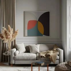 Bauhaus Modern Bold 3 - Square Stretched Canvas, Poster Or Fine Art Print(Bauhaus Modern Bold 3 Square Stretched Canvas Poster Or Fine Art Print) -Heart Wall Art Store pictufy interior gray sofa square ratio 1x1 2552980