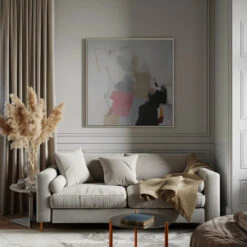 Action Painting III - Square Stretched Canvas, Poster Or Fine Art Print(Action Painting Iii Square Stretched Canvas Poster Or Fine Art Print) -Heart Wall Art Store pictufy interior gray sofa square ratio 1x1 2617391