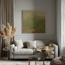 Daisies AndPoppies - Square Stretched Canvas, Poster Or Fine Art Print(Daisies And Poppies Square Stretched Canvas Poster Or Fine Art Print) -Heart Wall Art Store pictufy interior gray sofa square ratio 1x1 2659987