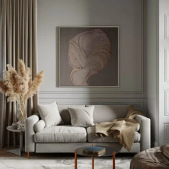 Flora II - Square Stretched Canvas, Poster Or Fine Art Print(Flora Ii Square Stretched Canvas Poster Or Fine Art Print) -Heart Wall Art Store pictufy interior gray sofa square ratio 1x1 2697412