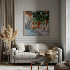 Amalfi Coast Oranges - Square Stretched Canvas, Poster Or Fine Art Print(Amalfi Coast Oranges Square Stretched Canvas Poster Or Fine Art Print) -Heart Wall Art Store pictufy interior gray sofa square ratio 1x1 2758176