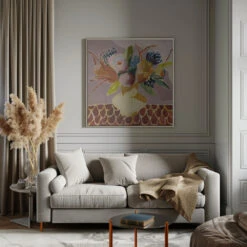 Mauve Bouquet - Square Stretched Canvas, Poster Or Fine Art Print(Mauve Bouquet Square Stretched Canvas Poster Or Fine Art Print) -Heart Wall Art Store pictufy interior gray sofa square ratio 1x1 2787372