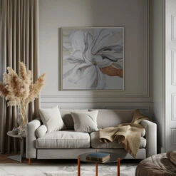 Fleur II - Square Stretched Canvas, Poster Or Fine Art Print(Fleur Ii Square Stretched Canvas Poster Or Fine Art Print) -Heart Wall Art Store pictufy interior gray sofa square ratio 1x1 3163646