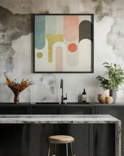 Runde Shapes Kopie - Square Stretched Canvas, Poster Or Fine Art Print(Runde Shapes Kopie Square Stretched Canvas Poster Or Fine Art Print) -Heart Wall Art Store pictufy interior rustic kitchen ratio 1x1 2552788