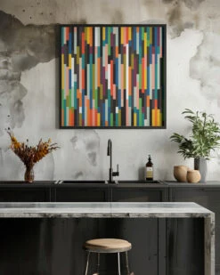 Stripes Retro Big - Square Stretched Canvas, Poster Or Fine Art Print(Stripes Retro Big Square Stretched Canvas Poster Or Fine Art Print) -Heart Wall Art Store pictufy interior rustic kitchen ratio 1x1 2552883