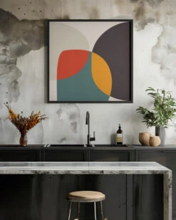 Bauhaus Modern Bold 3 - Square Stretched Canvas, Poster Or Fine Art Print(Bauhaus Modern Bold 3 Square Stretched Canvas Poster Or Fine Art Print) -Heart Wall Art Store pictufy interior rustic kitchen ratio 1x1 2552980