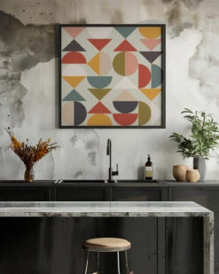 Bauhaus Modern - Square Stretched Canvas, Poster Or Fine Art Print(Bauhaus Modern Square Stretched Canvas Poster Or Fine Art Print) -Heart Wall Art Store pictufy interior rustic kitchen ratio 1x1 2552985