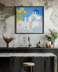 Santorini Neu - Square Stretched Canvas, Poster Or Fine Art Print(Santorini Neu Square Stretched Canvas Poster Or Fine Art Print) -Heart Wall Art Store pictufy interior rustic kitchen ratio 1x1 2553091