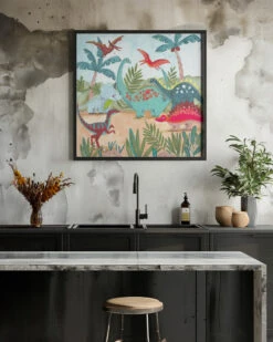 Dinosaurus - Square Stretched Canvas, Poster Or Fine Art Print(Dinosaurus Square Stretched Canvas Poster Or Fine Art Print) -Heart Wall Art Store pictufy interior rustic kitchen ratio 1x1 2664482