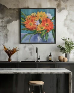 Flowers In Vase - Square Stretched Canvas, Poster Or Fine Art Print(Flowers In Vase Square Stretched Canvas Poster Or Fine Art Print) -Heart Wall Art Store pictufy interior rustic kitchen ratio 1x1 2786462