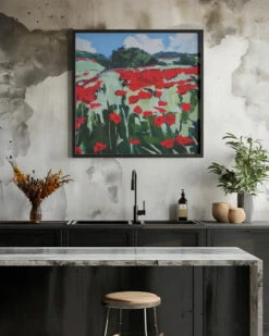 Poppies - Square Stretched Canvas, Poster Or Fine Art Print(Poppies Square Stretched Canvas Poster Or Fine Art Print) -Heart Wall Art Store pictufy interior rustic kitchen ratio 1x1 2786670