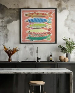 Five Fish - Square Stretched Canvas, Poster Or Fine Art Print(Five Fish Square Stretched Canvas Poster Or Fine Art Print) 22 Five Fish - Square Stretched Canvas, Poster Or Fine Art Print(Five Fish Square Stretched Canvas Poster Or Fine Art Print) -Heart Wall Art Store pictufy interior rustic kitchen ratio 1x1 2787337