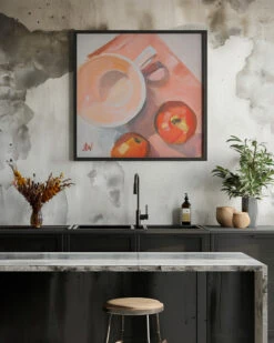Peach Tea Cup - Square Stretched Canvas, Poster Or Fine Art Print(Peach Tea Cup Square Stretched Canvas Poster Or Fine Art Print) 22 Peach Tea Cup - Square Stretched Canvas, Poster Or Fine Art Print(Peach Tea Cup Square Stretched Canvas Poster Or Fine Art Print) -Heart Wall Art Store pictufy interior rustic kitchen ratio 1x1 2787383