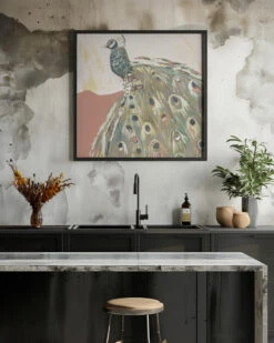 Peacock Salmon - Square Stretched Canvas, Poster Or Fine Art Print(Peacock Salmon Square Stretched Canvas Poster Or Fine Art Print) -Heart Wall Art Store pictufy interior rustic kitchen ratio 1x1 2787386