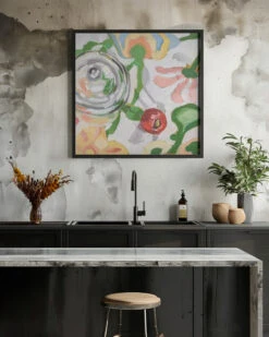 Quadrille Print - Square Stretched Canvas, Poster Or Fine Art Print(Quadrille Print Square Stretched Canvas Poster Or Fine Art Print) -Heart Wall Art Store pictufy interior rustic kitchen ratio 1x1 2787392