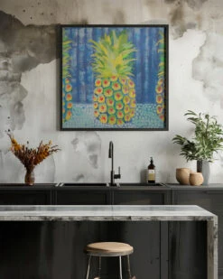 Pineapple - Square Stretched Canvas, Poster Or Fine Art Print(Pineapple Square Stretched Canvas Poster Or Fine Art Print) -Heart Wall Art Store pictufy interior rustic kitchen ratio 1x1 2787423