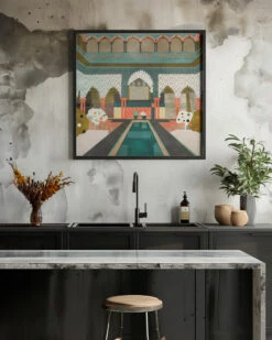 Alhambra Granada Spain - Square Stretched Canvas, Poster Or Fine Art Print(Alhambra Granada Spain Square Stretched Canvas Poster Or Fine Art Print 1) -Heart Wall Art Store pictufy interior rustic kitchen ratio 1x1 2839430