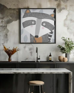 X Racoon Face2 - Square Stretched Canvas, Poster Or Fine Art Print(X Racoon Face2 Square Stretched Canvas Poster Or Fine Art Print) -Heart Wall Art Store pictufy interior rustic kitchen ratio 1x1 2899518