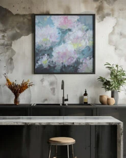 Delicate Pink And White Blossoms - Square Stretched Canvas, Poster Or Fine Art Print(Delicate Pink And White Blossoms Square Stretched Canvas Poster Or Fine Art Print) -Heart Wall Art Store pictufy interior rustic kitchen ratio 1x1 3135906