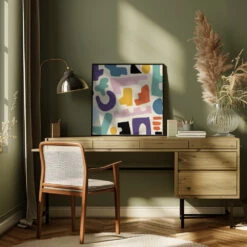 Pattern3 Mid Bunt 2gros - Square Stretched Canvas, Poster Or Fine Art Print(Pattern3 Mid Bunt 2gros Square Stretched Canvas Poster Or Fine Art Print) -Heart Wall Art Store pictufy interior square green desk ratio 1x1 2552946