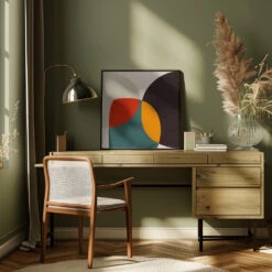 Bauhaus Modern Bold 3 - Square Stretched Canvas, Poster Or Fine Art Print(Bauhaus Modern Bold 3 Square Stretched Canvas Poster Or Fine Art Print) -Heart Wall Art Store pictufy interior square green desk ratio 1x1 2552980