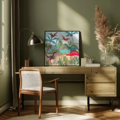 Dinosaurus - Square Stretched Canvas, Poster Or Fine Art Print(Dinosaurus Square Stretched Canvas Poster Or Fine Art Print) -Heart Wall Art Store pictufy interior square green desk ratio 1x1 2664482