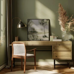 Carriage House 6 - Square Stretched Canvas, Poster Or Fine Art Print(Carriage House 6 Square Stretched Canvas Poster Or Fine Art Print) -Heart Wall Art Store pictufy interior square green desk ratio 1x1 2787315