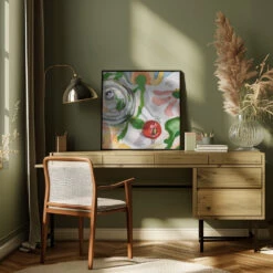 Quadrille Print - Square Stretched Canvas, Poster Or Fine Art Print(Quadrille Print Square Stretched Canvas Poster Or Fine Art Print) -Heart Wall Art Store pictufy interior square green desk ratio 1x1 2787392