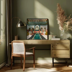 Alhambra Granada Spain - Square Stretched Canvas, Poster Or Fine Art Print(Alhambra Granada Spain Square Stretched Canvas Poster Or Fine Art Print 1) -Heart Wall Art Store pictufy interior square green desk ratio 1x1 2839430