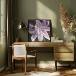 Rosa Amaryllis - Square Stretched Canvas, Poster Or Fine Art Print(Rosa Amaryllis Square Stretched Canvas Poster Or Fine Art Print) -Heart Wall Art Store pictufy interior square green desk ratio 1x1 3163065