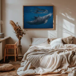 Dolphin At The Surface - Stretched Canvas, Poster Or Fine Art Print(Dolphin At The Surface Stretched Canvas Poster Or Fine Art Print) -Heart Wall Art Store pictufy interior warm beige bedroom horizontal rat 1495943