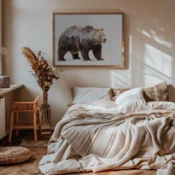Bear - Stretched Canvas, Poster Or Fine Art Print(Bear Stretched Canvas Poster Or Fine Art Print 1) -Heart Wall Art Store pictufy interior warm beige bedroom horizontal rat 1517150